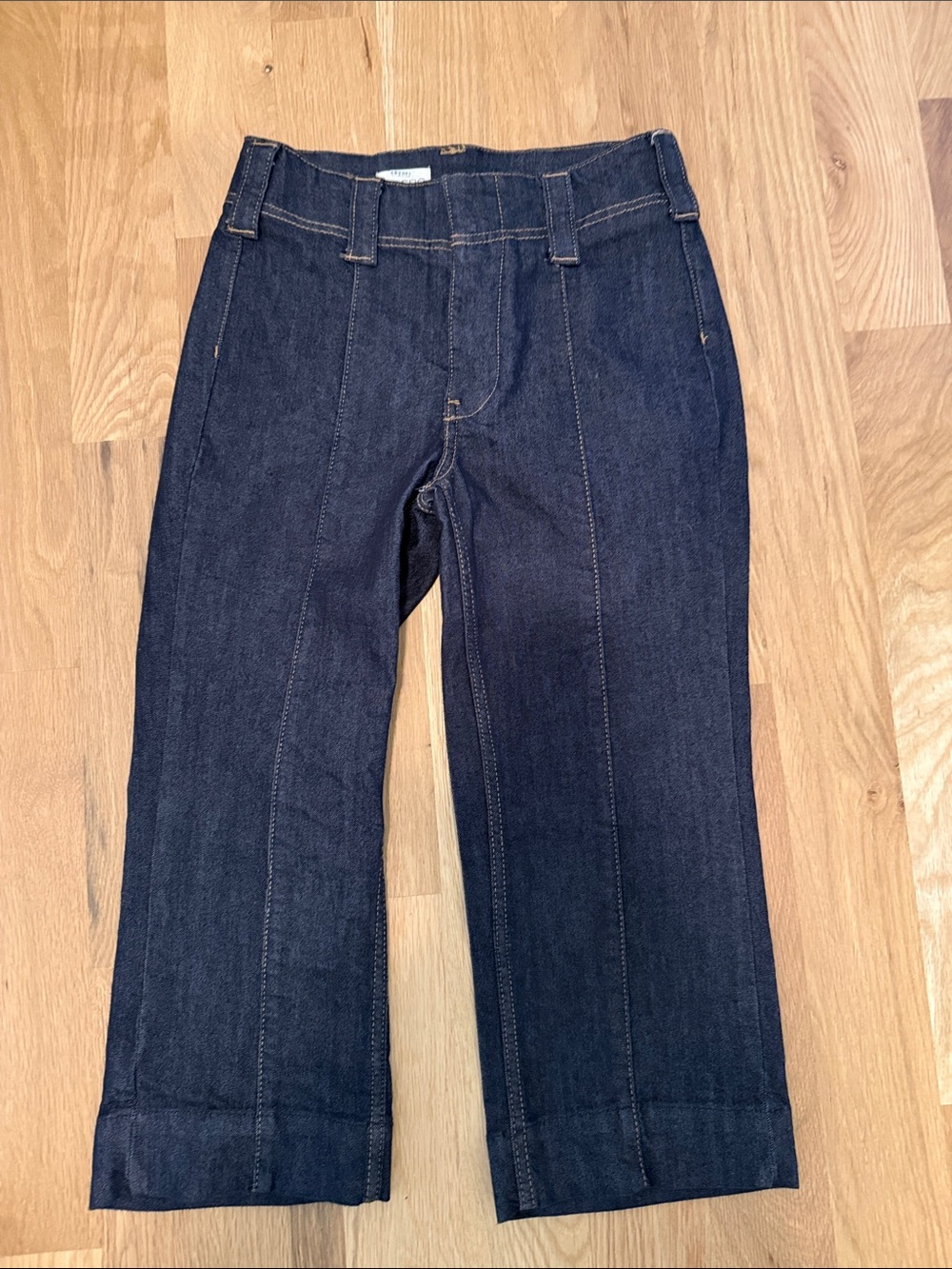 Pilcro Dark Blue Cropped Straight-Leg Jeans